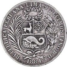 Münze, Peru, SOUTH PERU, Sol, 1884, Santiago, SS, Silber, KM:196.19