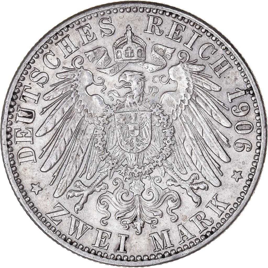 Coin, German States, BADEN, Friedrich I, 2 Mark, 1906, EF(40-45), Silver, KM:276