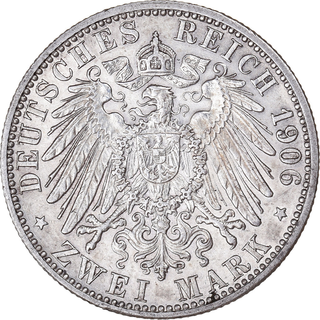 Moneta, Stati tedeschi, BADEN, Friedrich I, 2 Mark, 1906, BB, Argento, KM:276