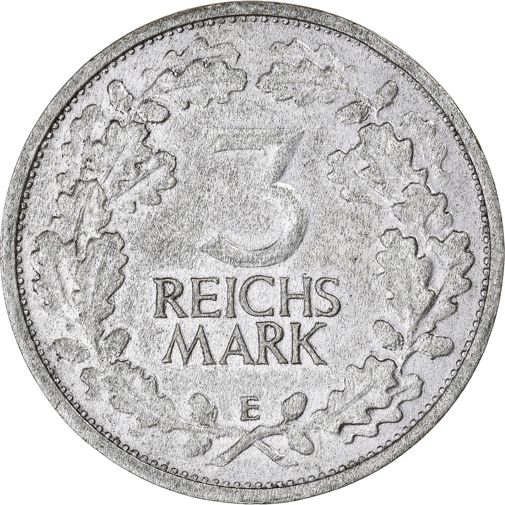 Coin, GERMANY, WEIMAR REPUBLIC, 3 Mark, 1931, Muldenhütten, AU(50-53), Silver