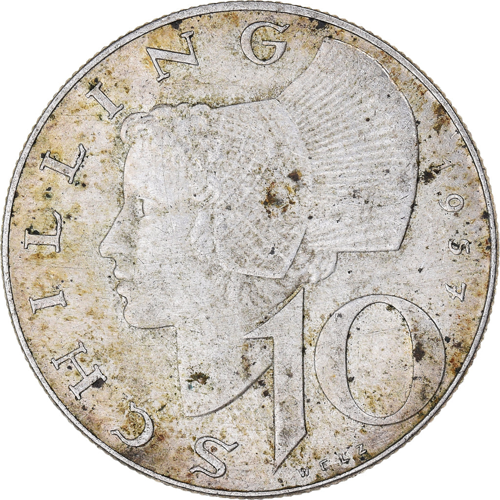 Coin, Austria, 10 Schilling, 1957, VF(20-25), Silver, KM:2882