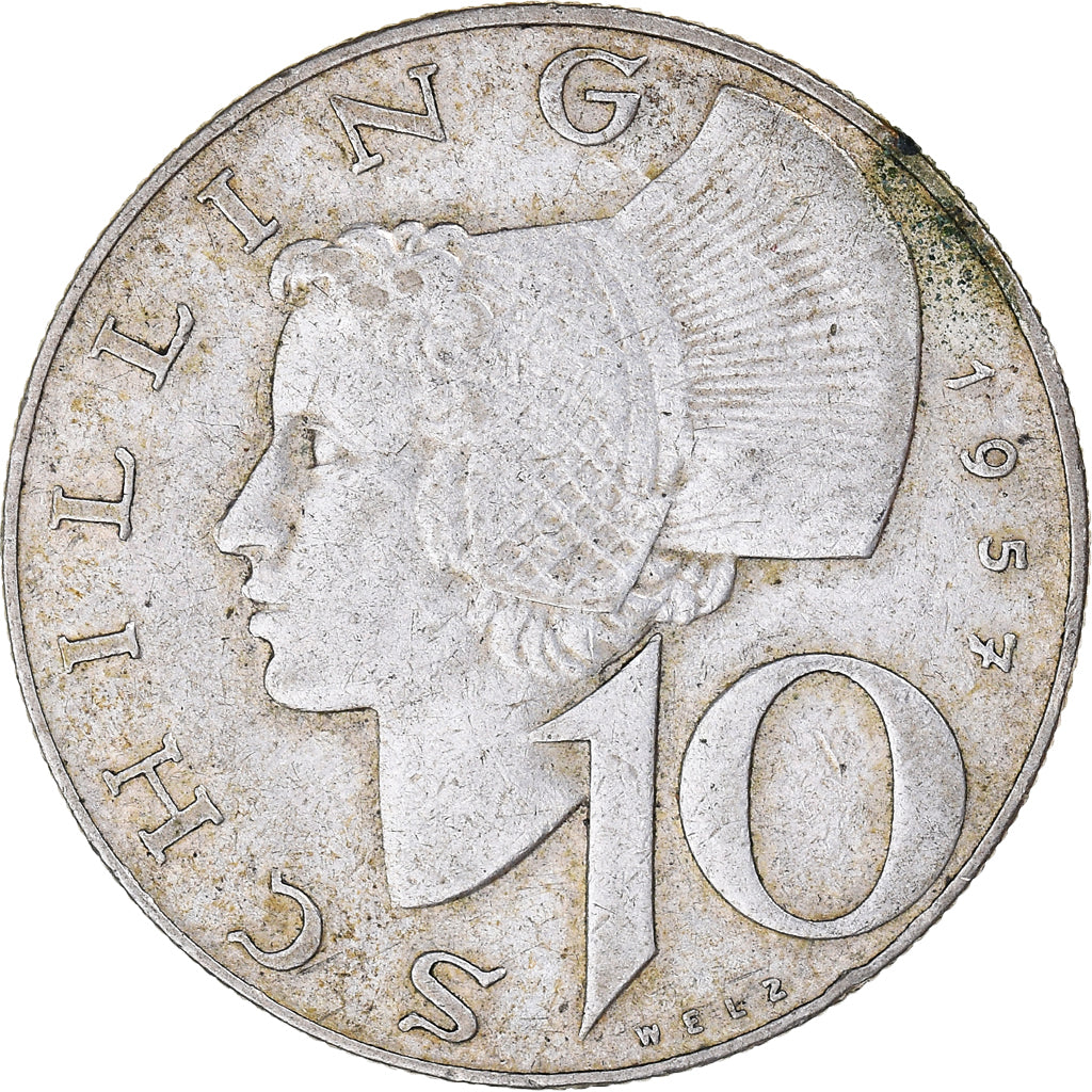 Moneta, Austria, 10 Schilling, 1957, EF(40-45), Srebro, KM:2882