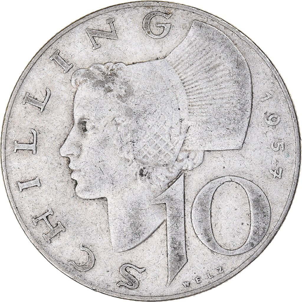 Moneta, Austria, 10 Schilling, 1957, VF(30-35), Srebro, KM:2882