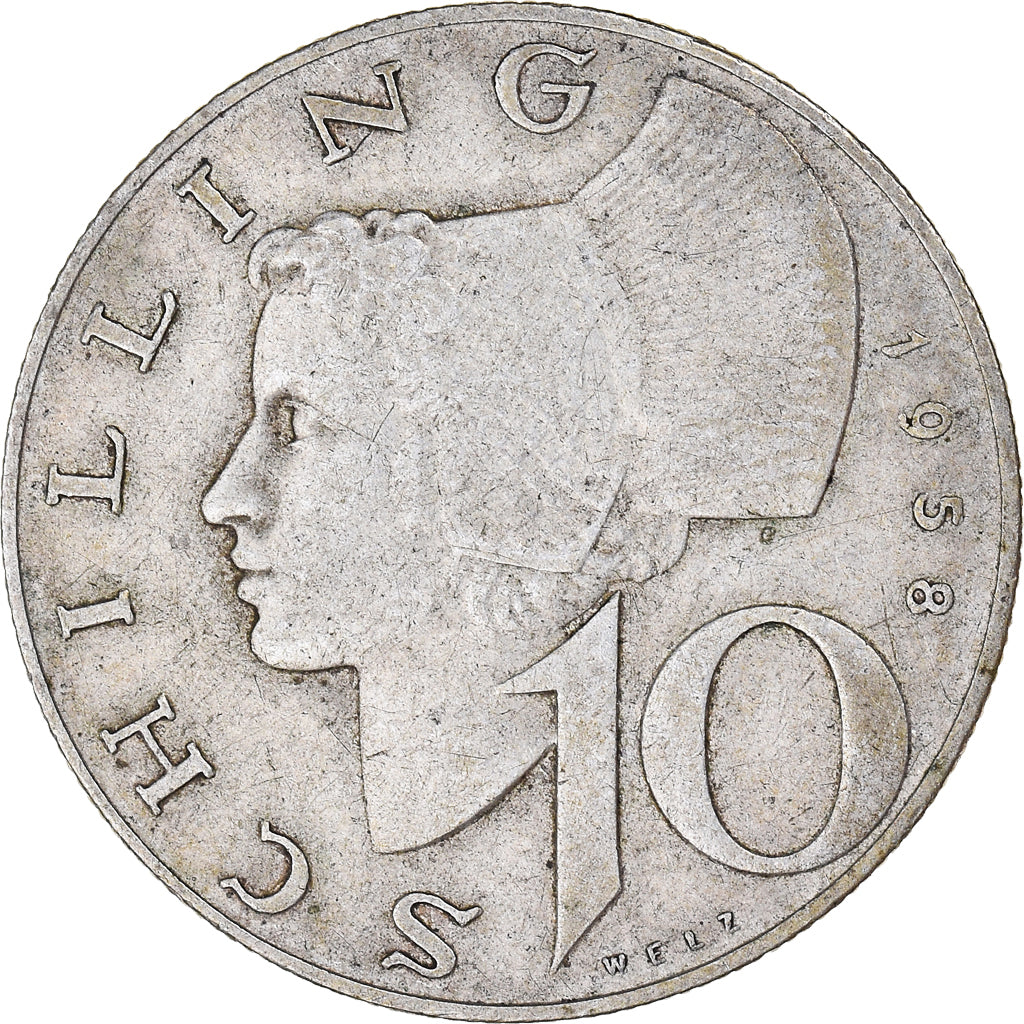 Coin, Austria, 10 Schilling, 1958, Vienne, EF(40-45), Silver, KM:2882
