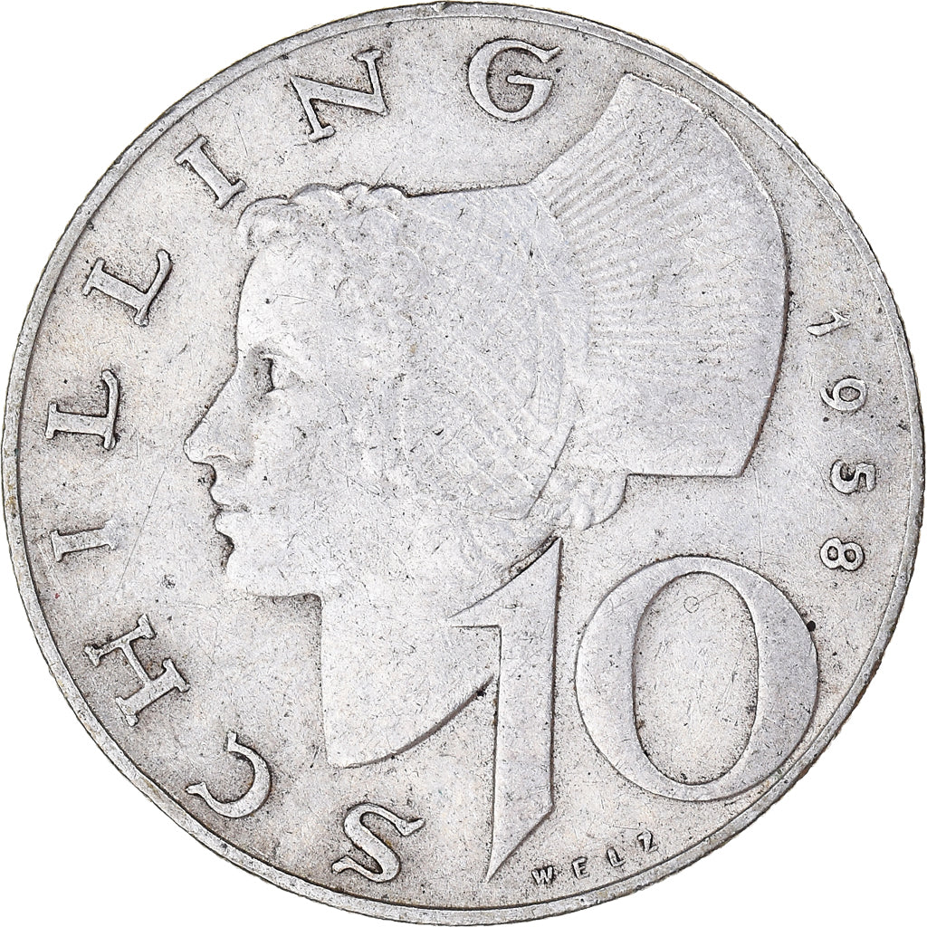 Coin, Austria, 10 Schilling, 1958, Vienne, EF(40-45), Silver, KM:2882