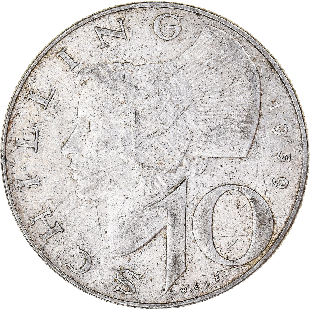 Coin, Austria, 10 Schilling, 1959, Vienna, VF(30-35), Silver, KM:2882