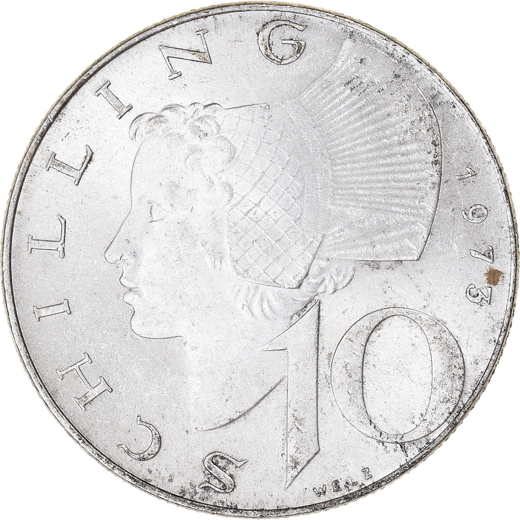 Munten, Oostenrijk, 10 Schilling, 1973, ZF+, Zilver, KM:2882