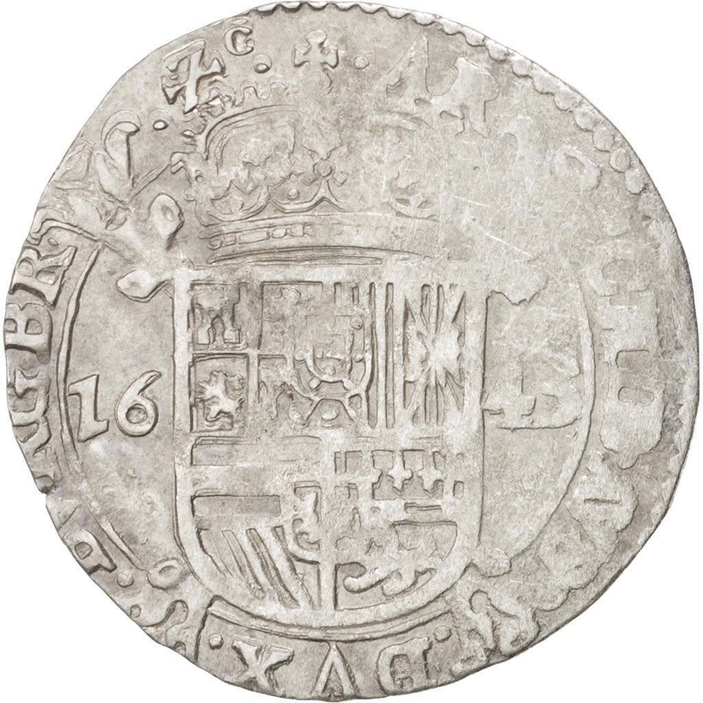 SPANISH NETHERLANDS, Escalin, 1643, Brussels, KM:52.3, AU(50-53), Silver