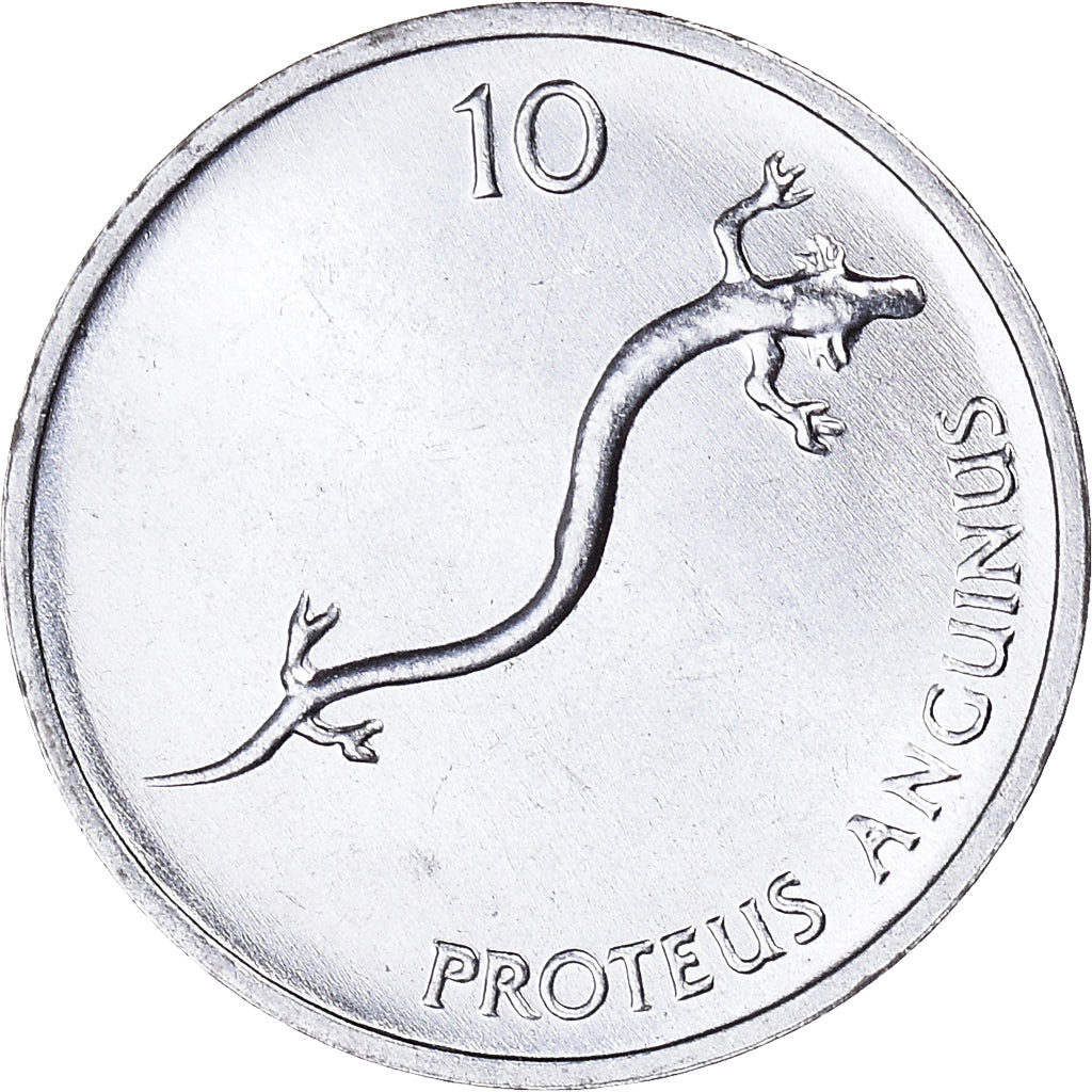Coin, Slovenia, 10 Stotinov, 1992, AU(50-53), Aluminum, KM:7