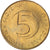 Moneta, Słowenia, 5 Tolarjev, 1992, AU(55-58), Mosiądz niklowy, KM:6