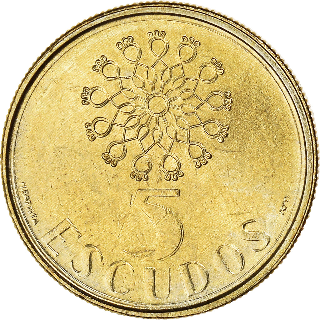 Coin, Portugal, 5 Escudos, 1989, MS(60-62), Nickel-brass, KM:632