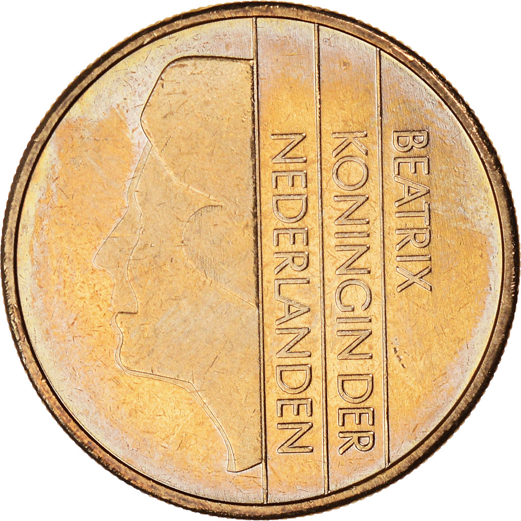 Moneta, Holandia, 5 Gulden, 1991, AU(50-53), Brąz pokryty Niklem