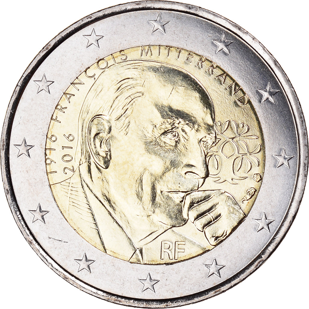 France, 2 Euro, François Mitterrand, 2016, MS(63), Bi-Metallic