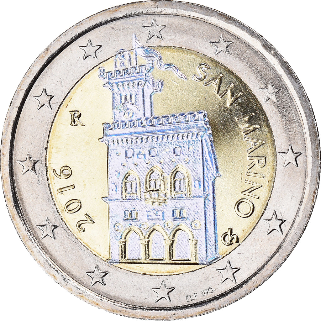 San Marino, 2 Euro, 2016, Rome, Iridescent, MS(63), Bi-Metallic