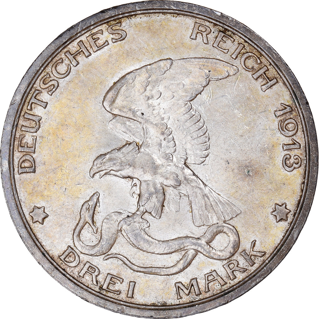 Moneta, Stati tedeschi, PRUSSIA, Wilhelm II, 3 Mark, 1913, Berlin, BB+, Argento