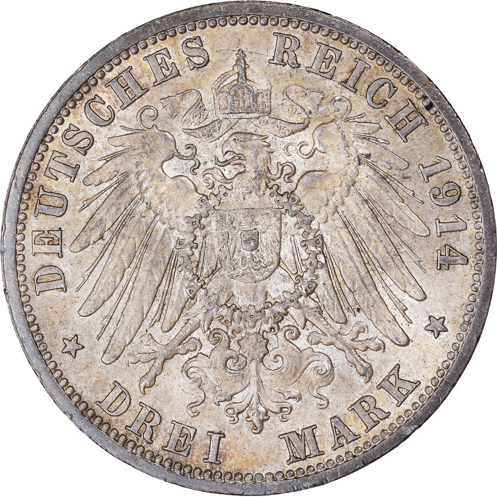 Monnaie, Etats allemands, PRUSSIA, Wilhelm II, 3 Mark, 1914, Berlin, TTB+