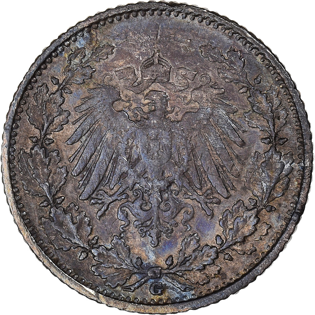Coin, GERMANY - EMPIRE, 1/2 Mark, 1906, Karlsruhe, VF(30-35), Silver, KM:17