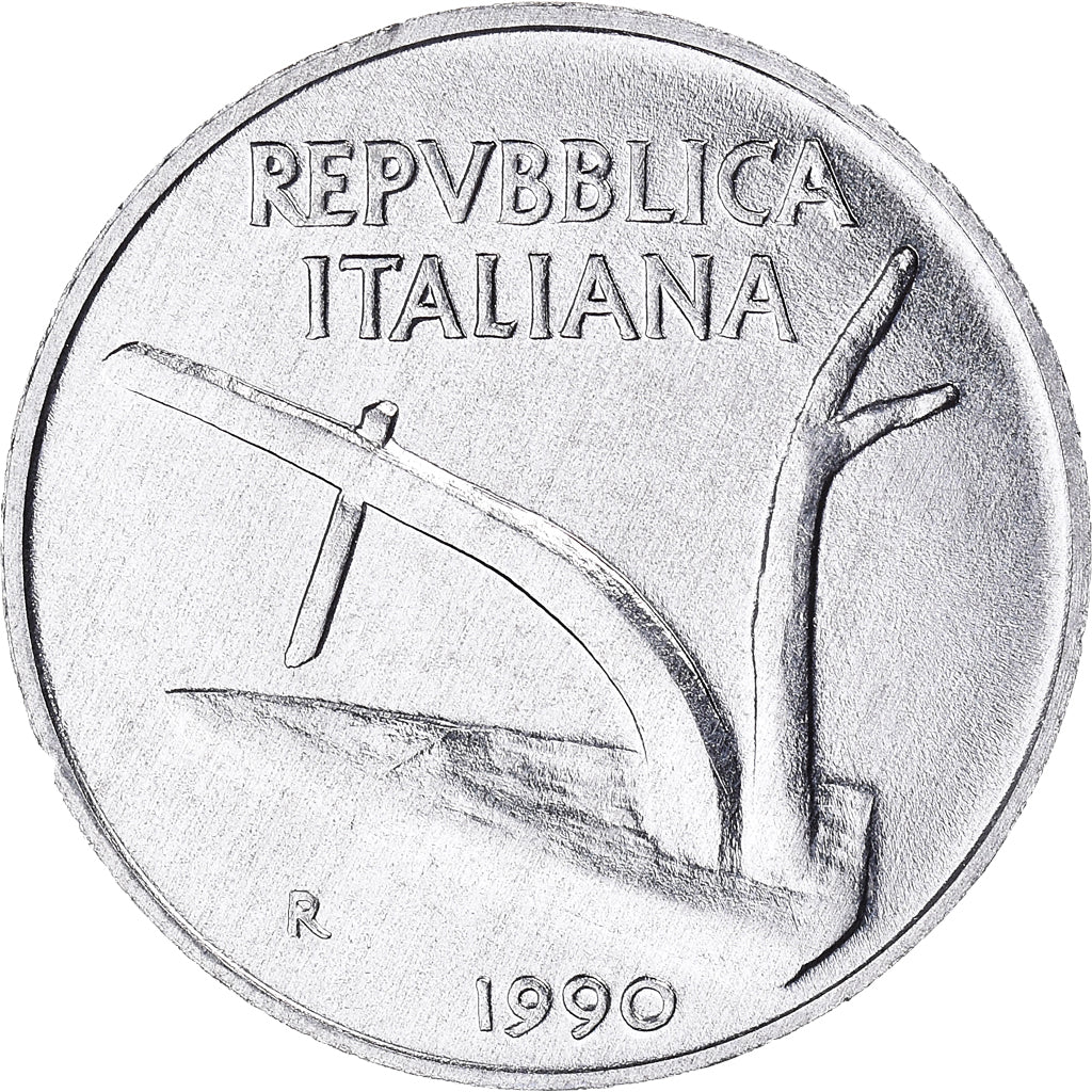 Coin, Italy, 10 Lire, 1990, Rome, MS(64), Aluminum, KM:93
