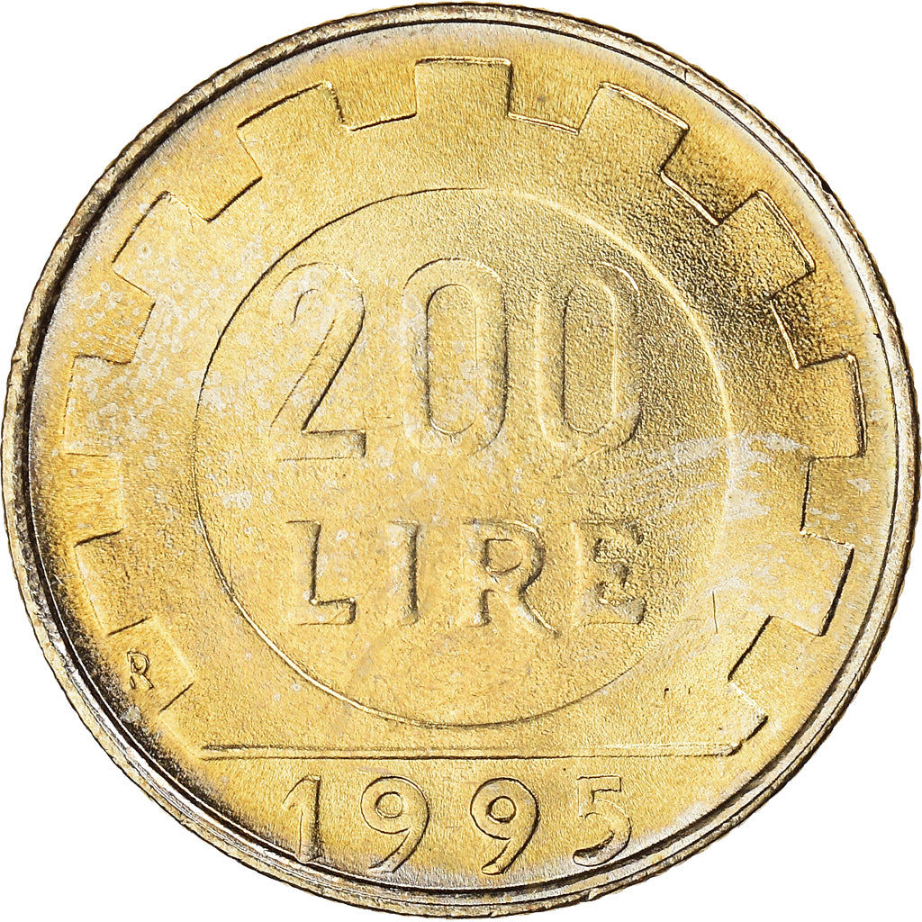 Coin, Italy, 200 Lire, 1995, Rome, MS(63), Aluminum-Bronze, KM:105