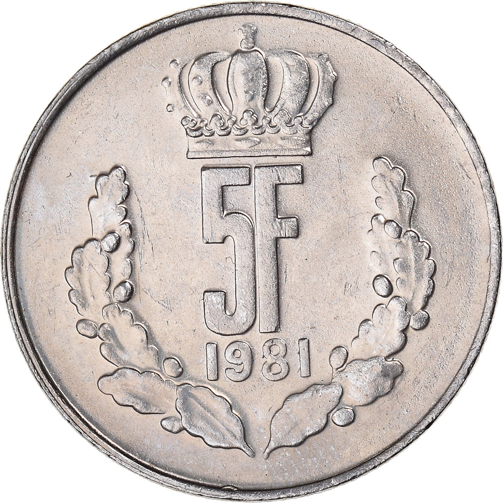 Coin, Luxembourg, Jean, 5 Francs, 1981, MS(60-62), Copper-nickel, KM:56