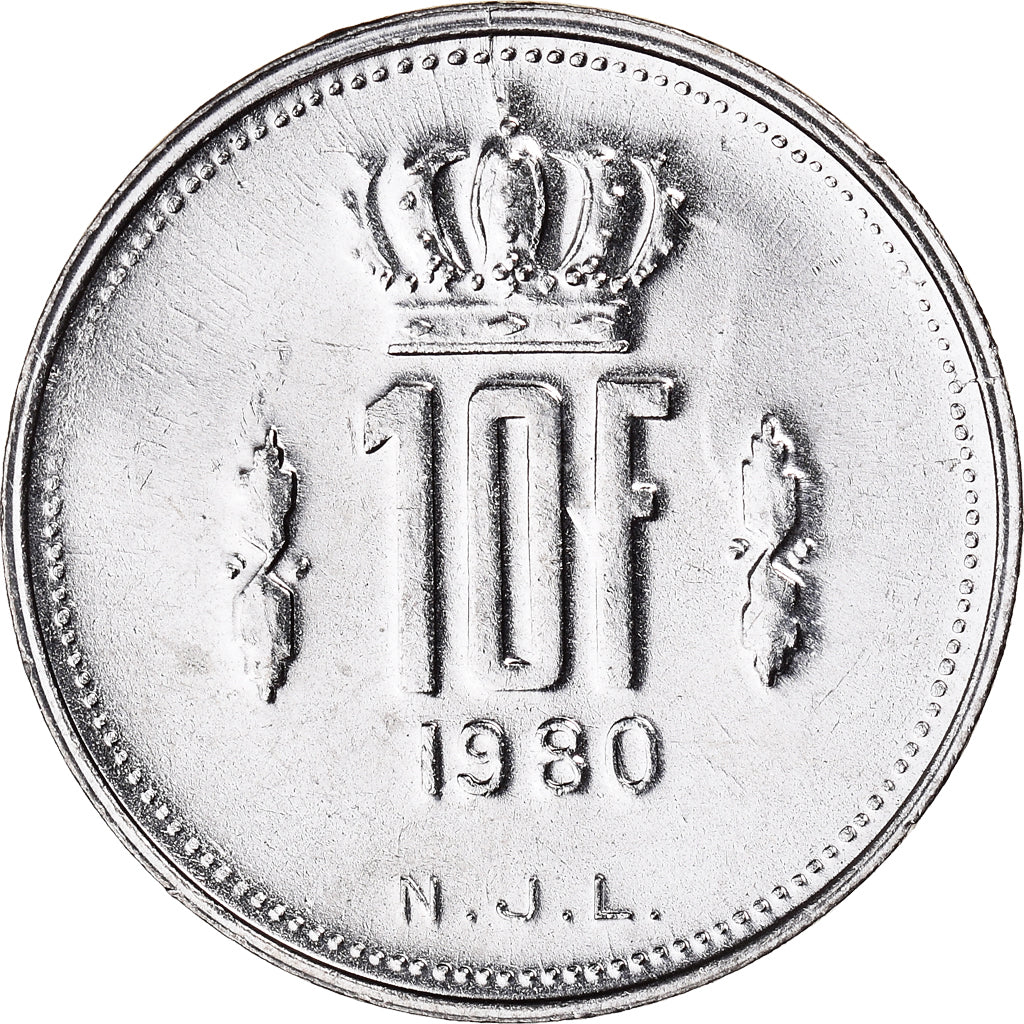 Coin, Luxembourg, Jean, 10 Francs, 1980, MS(60-62), Nickel, KM:57