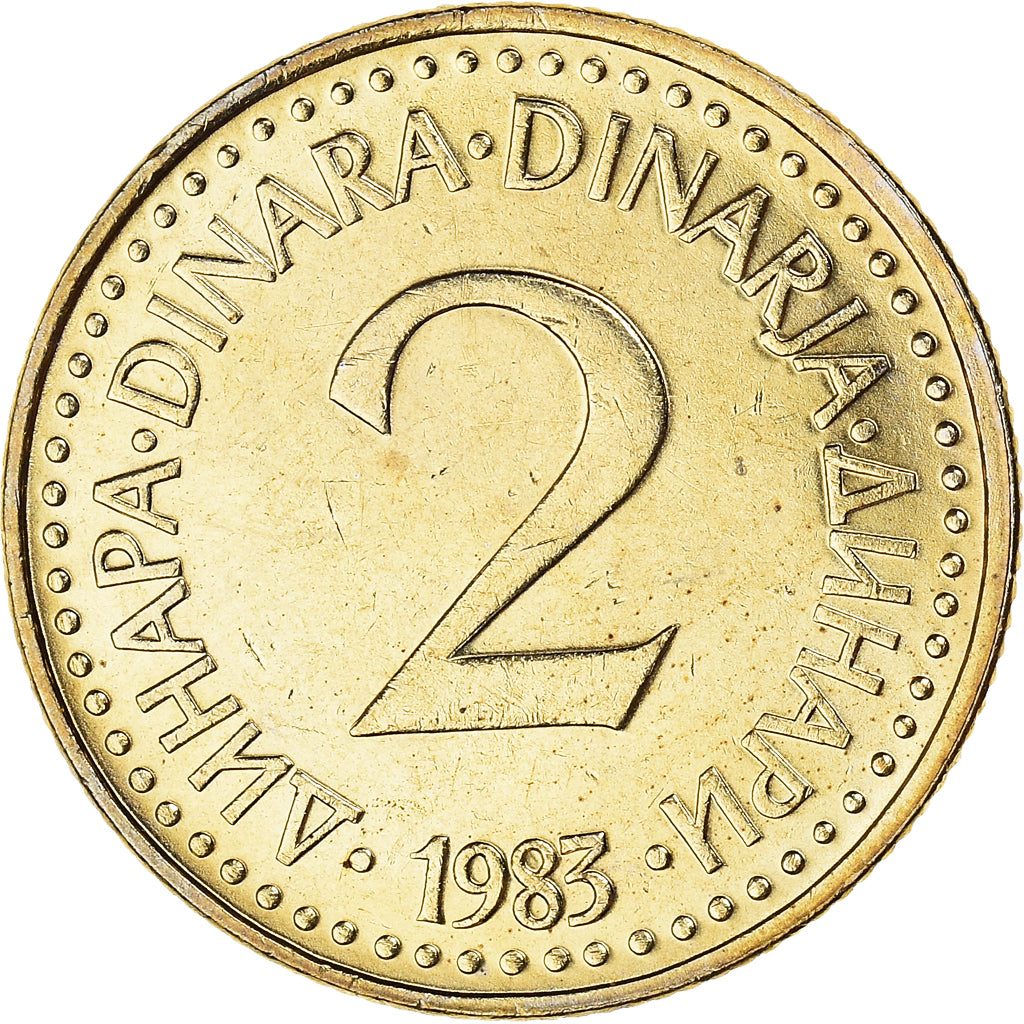 Moneta, Iugoslavia, 2 Dinara, 1983, SPL, Nichel-ottone, KM:87
