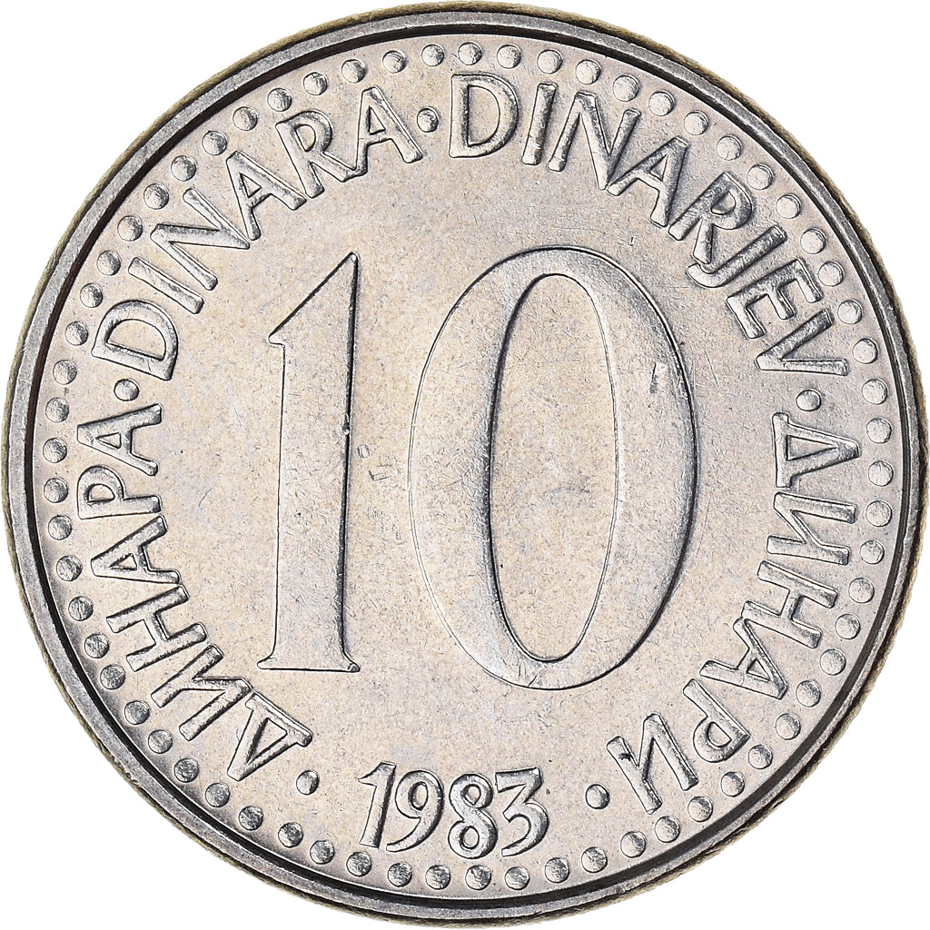 Coin, Yugoslavia, 10 Dinara, 1983, MS(60-62), Copper-nickel, KM:89