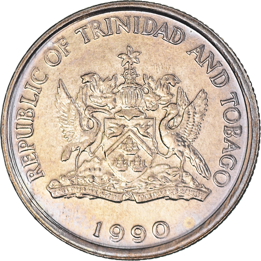 Münze, TRINIDAD & TOBAGO, 10 Cents, 1990, UNZ, Kupfer-Nickel, KM:31