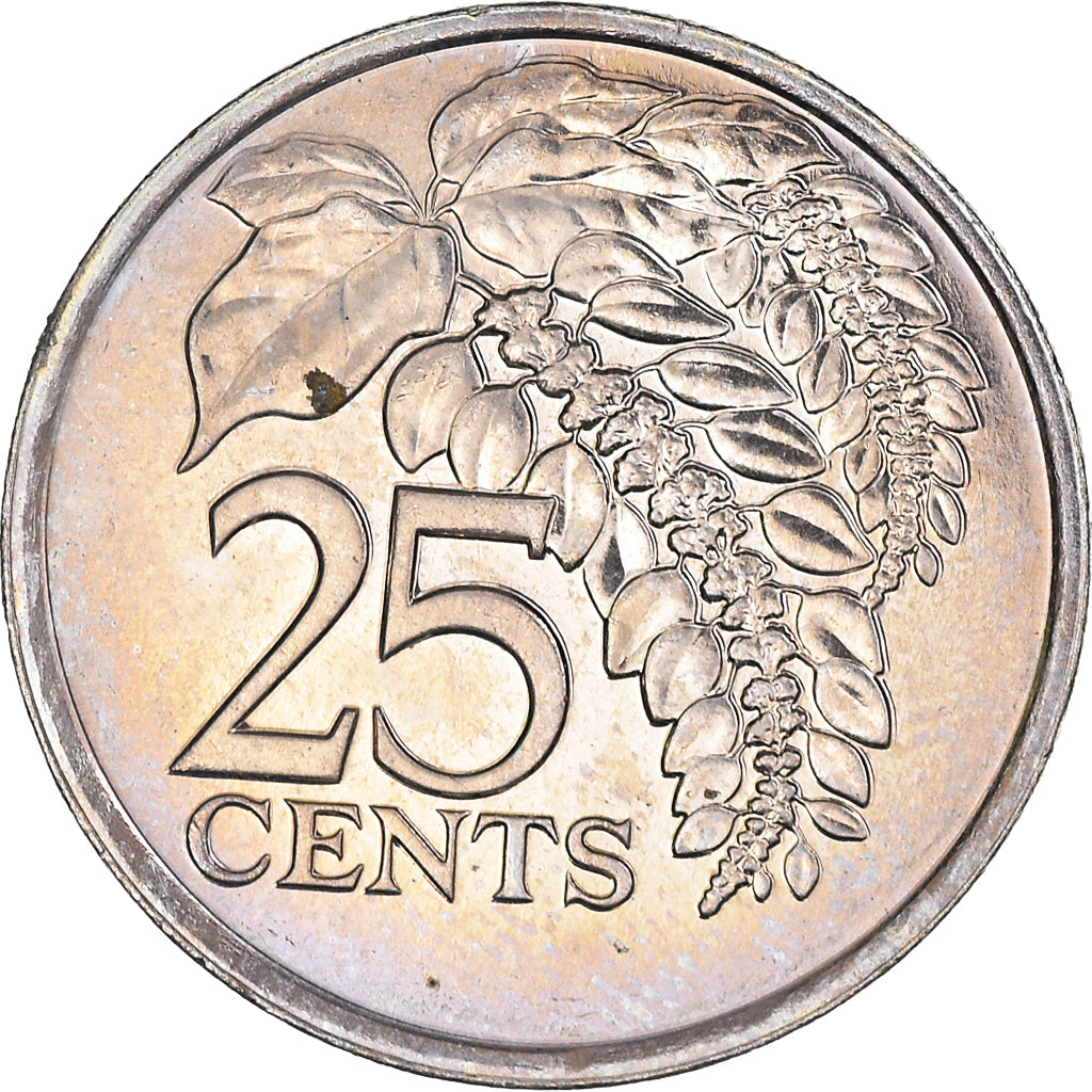 Münze, TRINIDAD & TOBAGO, 25 Cents, 1984, VZ+, Kupfer-Nickel, KM:32