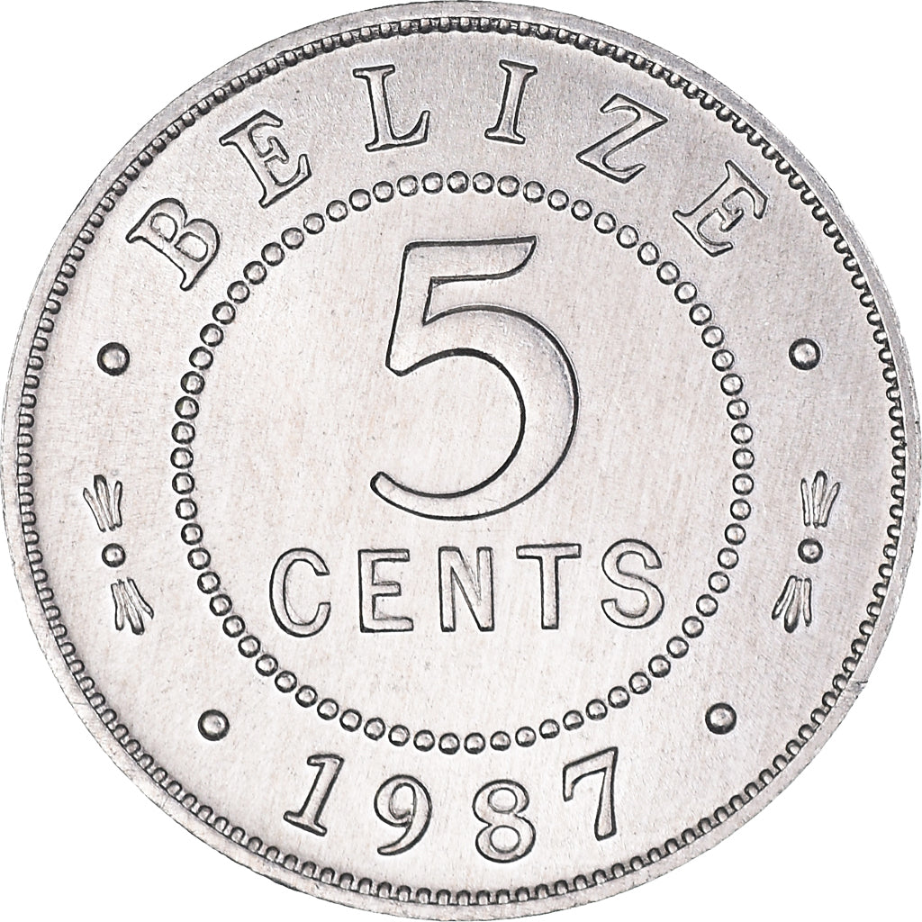 Coin, Belize, 5 Cents, 1987, MS(63), Aluminum, KM:34a