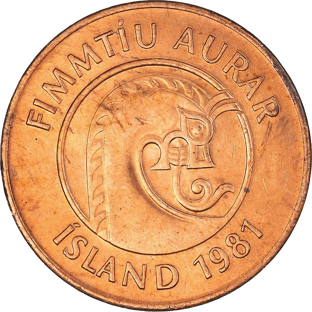 Coin, Iceland, 50 Aurar, 1981, AU(55-58), Bronze, KM:26