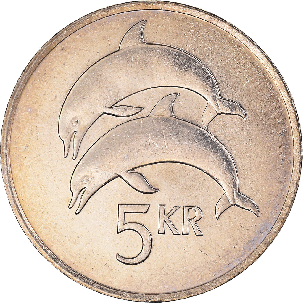 Coin, Iceland, 5 Kronur, 1984, AU(55-58), Copper-nickel, KM:28