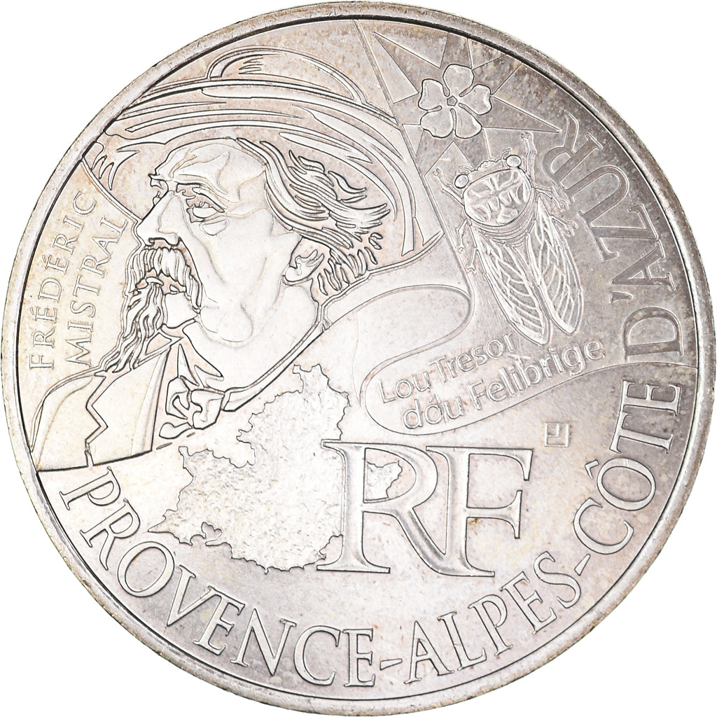 France, 10 Euro, Provence-Alpes-Cote d'Azur, 2012, Paris, MS(64), Silver