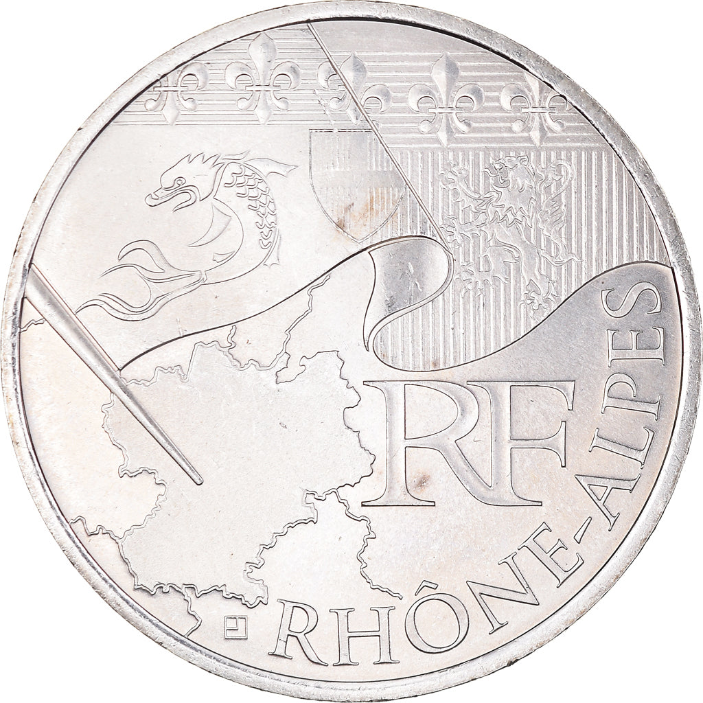 Frankrijk, 10 Euro, Rhone-Alpes, 2010, Paris, PR+, Zilver, KM:1670