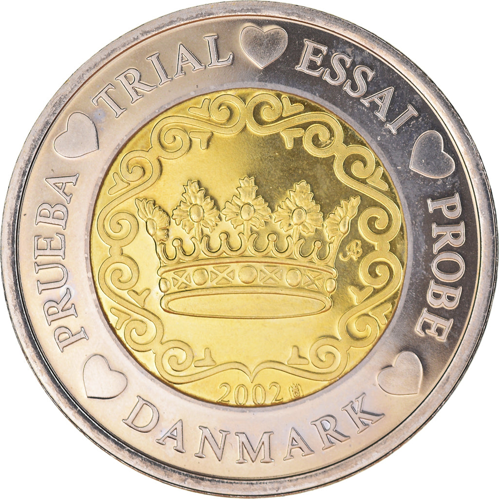 Dinamarca, 2 Euro, 2002, unofficial private coin, SC, Cobre chapado en acero