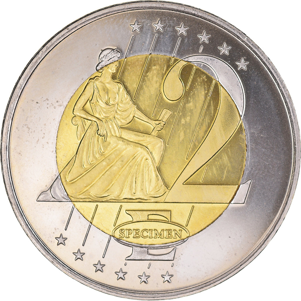Dinamarca, 2 Euro, 2002, unofficial private coin, SC, Cobre chapado en acero