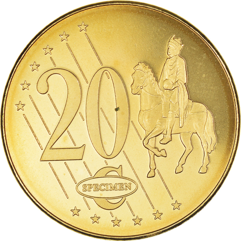 Denmark, 20 Euro Cent, 2002, unofficial private coin, MS(65-70), Brass