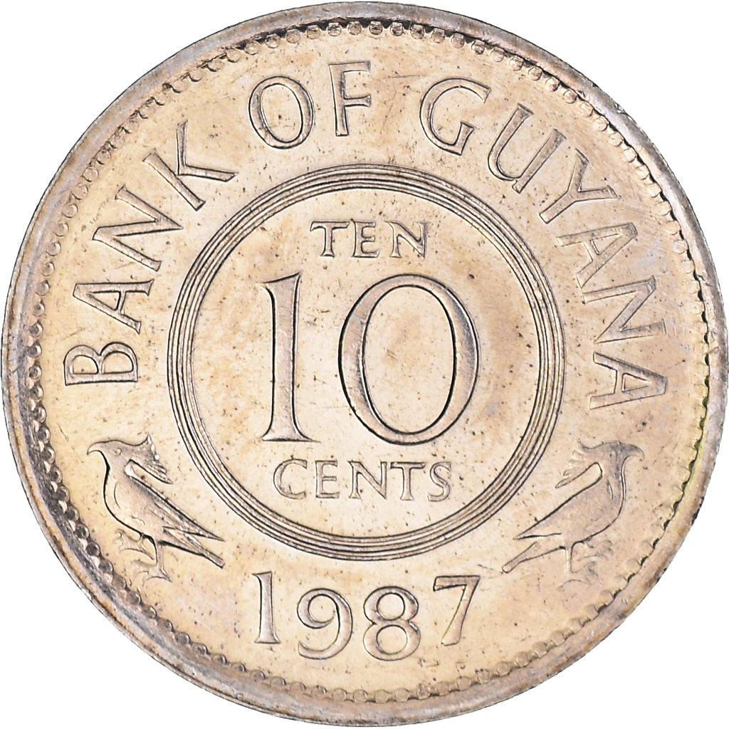 Coin, Guyana, 10 Cents, 1987, MS(64), Copper-nickel, KM:33