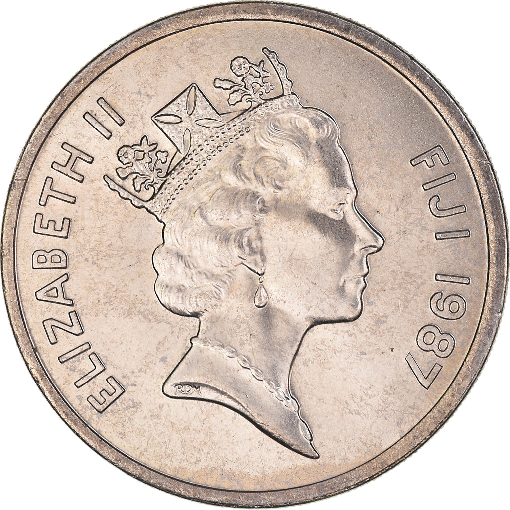 Coin, Fiji, Elizabeth II, 20 Cents, 1987, MS(63), Copper-nickel, KM:53