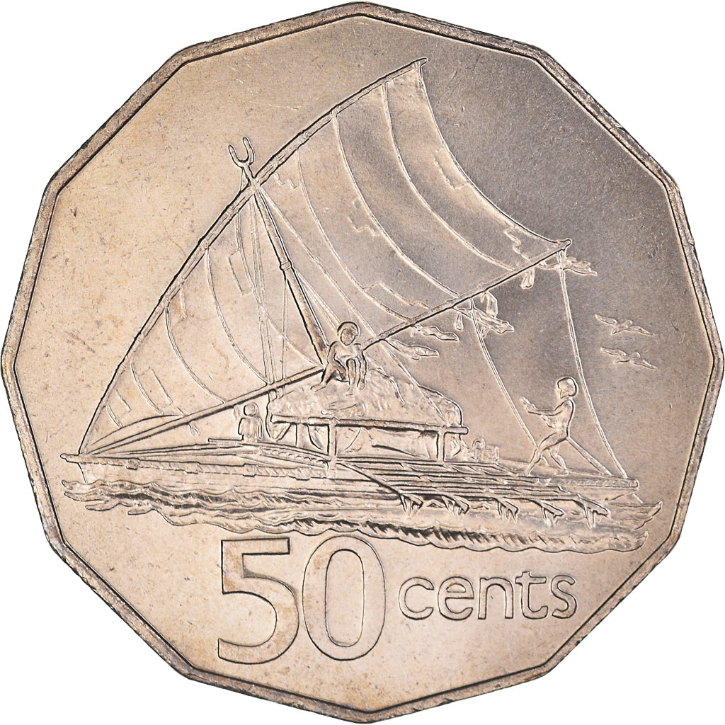 Coin, Fiji, Elizabeth II, 50 Cents, 1987, MS(63), Copper-nickel, KM:54