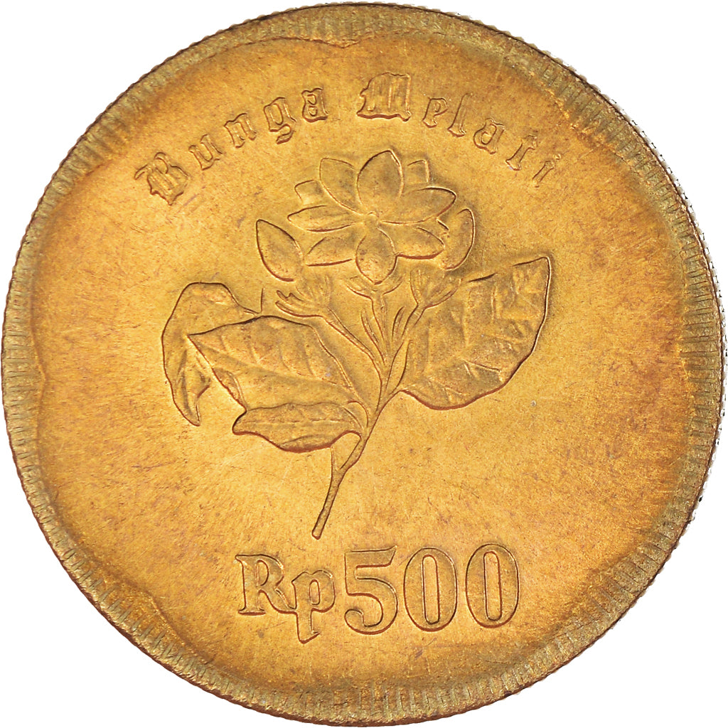 Coin, Indonesia, 500 Rupiah, 1992, MS(64), Aluminum-Bronze, KM:54