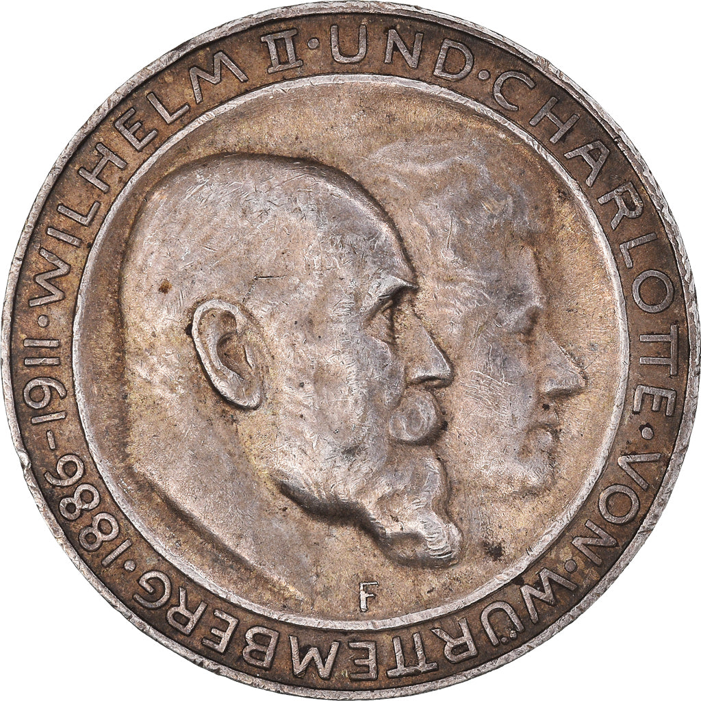 Münze, Deutsch Staaten, WURTTEMBERG, Wilhelm II, 3 Mark, 1911, Freudenstadt
