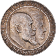 Monnaie, Etats allemands, WURTTEMBERG, Wilhelm II, 3 Mark, 1911, Freudenstadt
