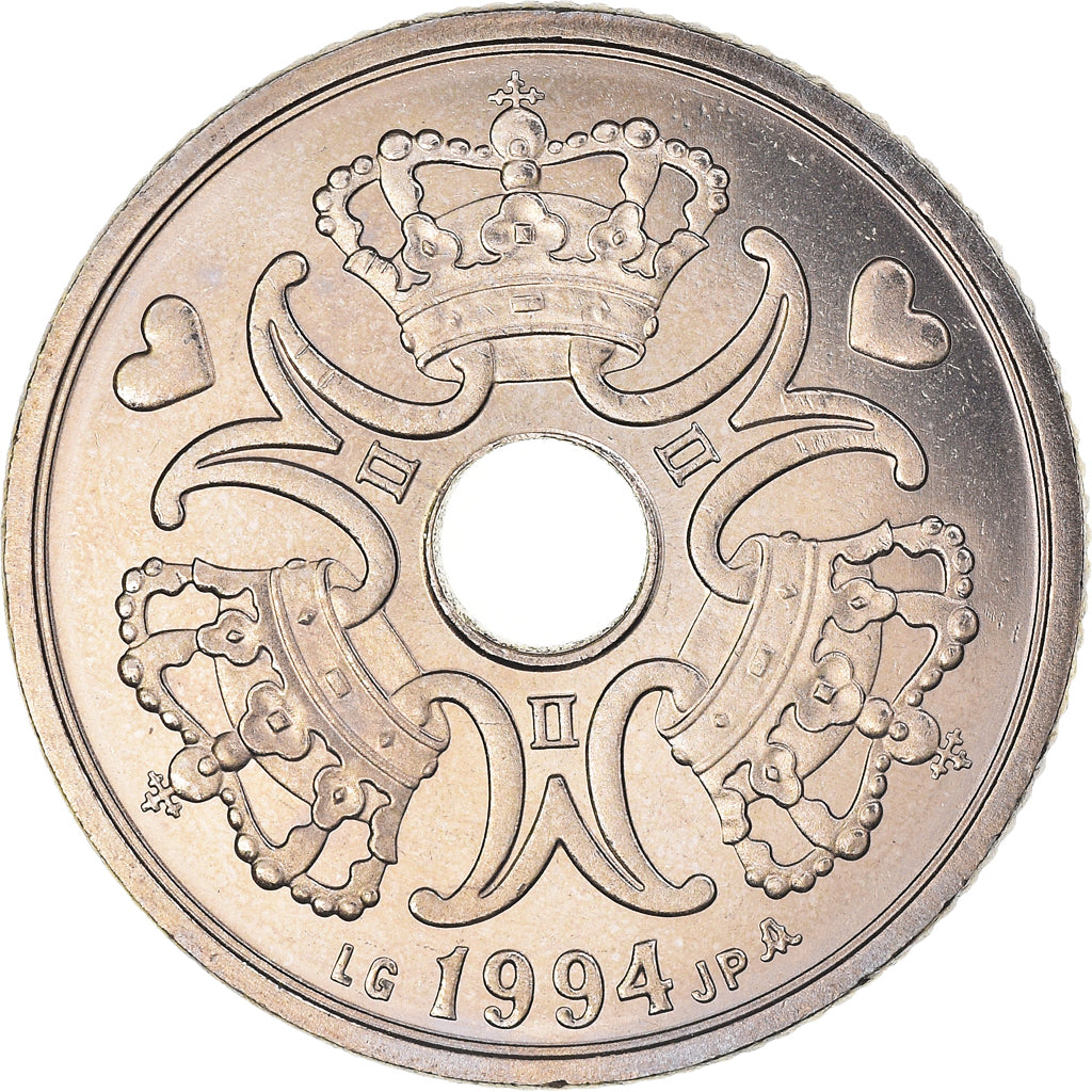 Munten, Denemarken, Margrethe II, 5 Kroner, 1994, Copenhagen, UNC, Cupro-nikkel