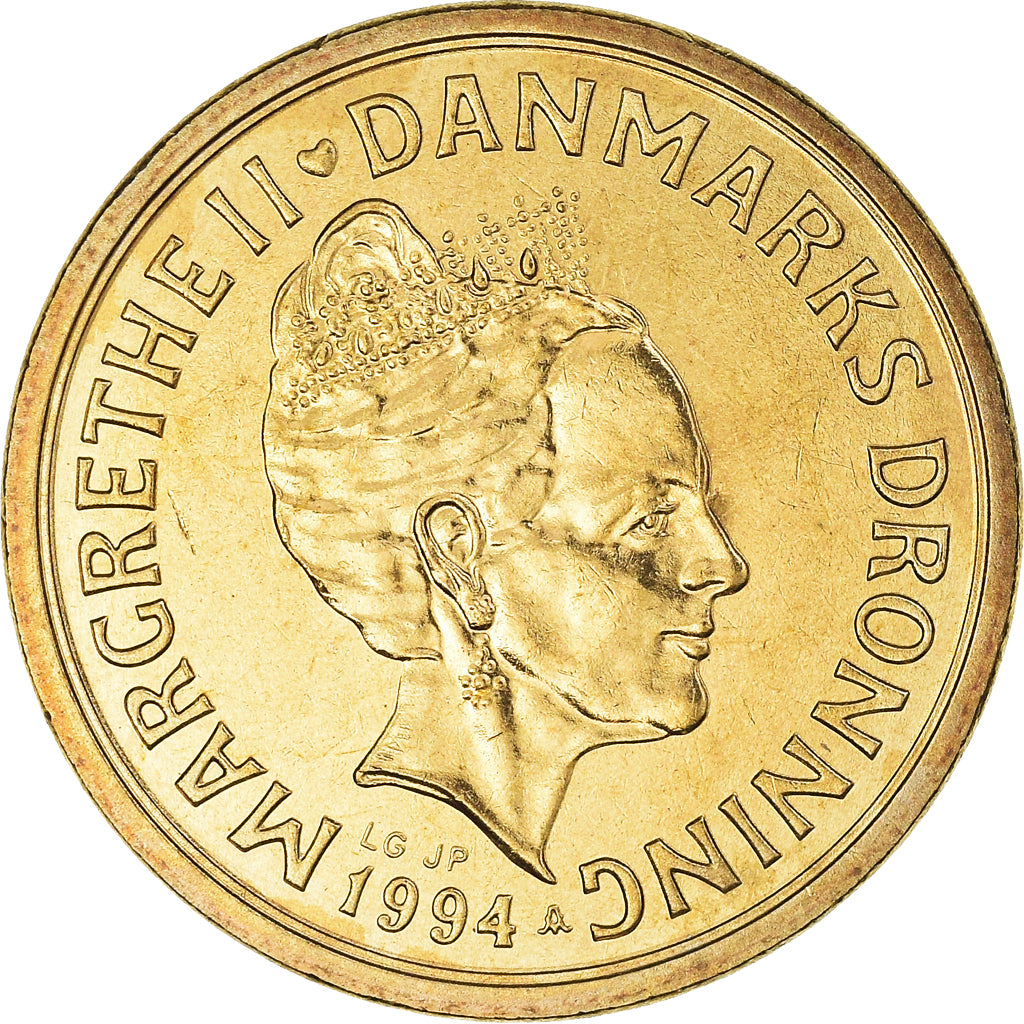 Moneta, Danimarca, Margrethe II, 10 Kroner, 1994, SPL+, Alluminio-bronzo, KM:877
