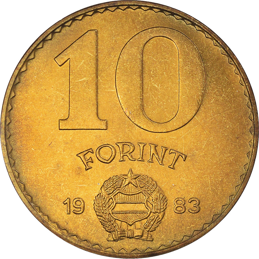 Coin, Hungary, 10 Forint, 1983, MS(60-62), Aluminum-Bronze, KM:636