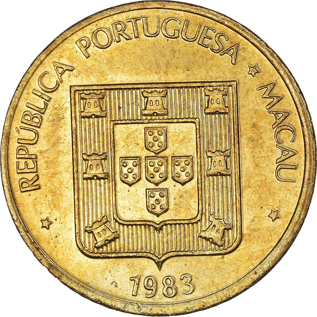 Coin, Macau, 20 Avos, 1983, MS(60-62), Brass, KM:21