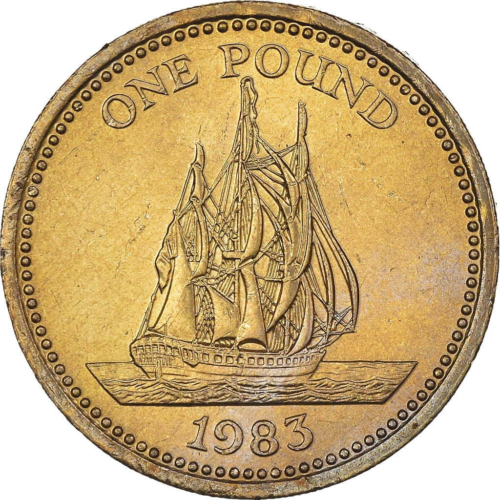 Coin, Guernsey, Elizabeth II, Pound, 1983, MS(63), Nickel-brass, KM:39