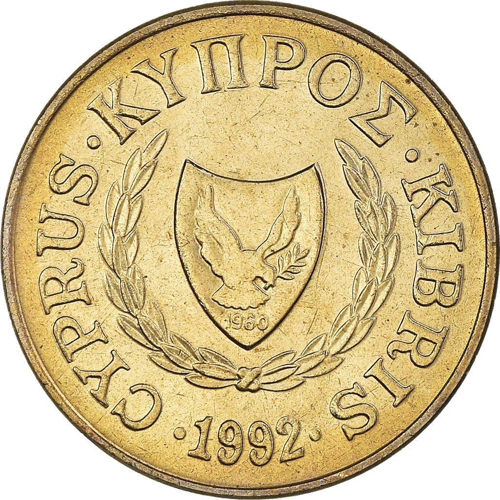 Moneta, Cypr, 2 Cents, 1992, MS(63), Mosiądz niklowy