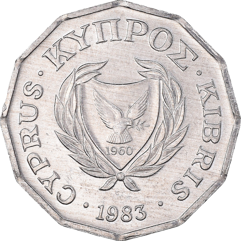 Coin, Cyprus, 1/2 Cent, 1983, MS(63), Aluminum